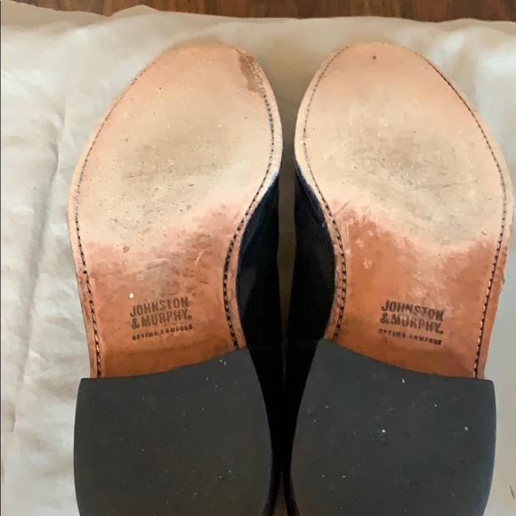 US13 Johnston & Murphy Black Cap Toe Dress Shoes - Picture 3 of 6
